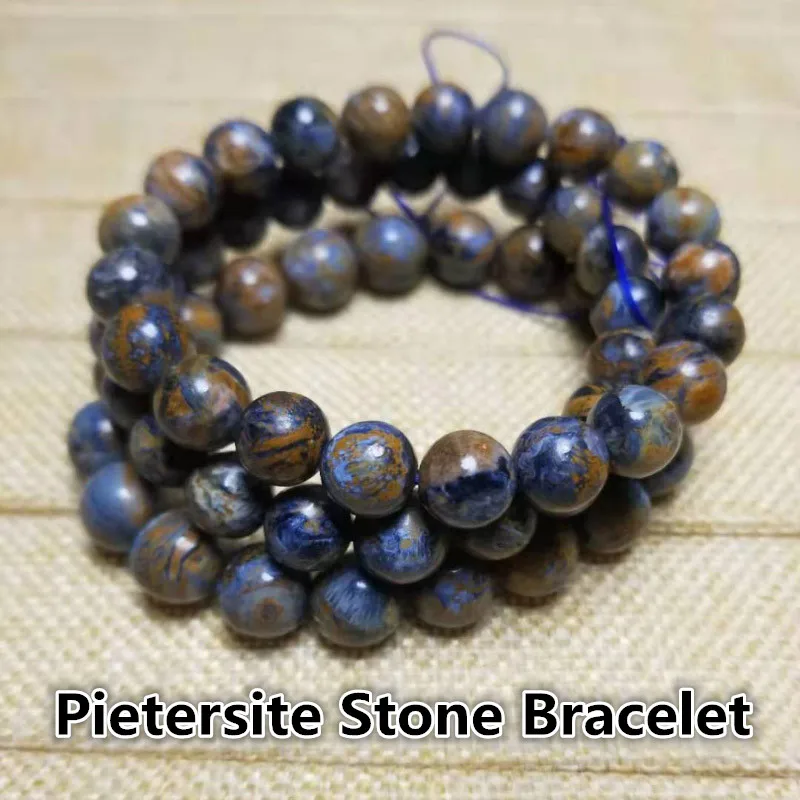 Natural Pietersite Stone Bracelet Blue Yellow Oil Painting Pattern Single Circle Wholesale