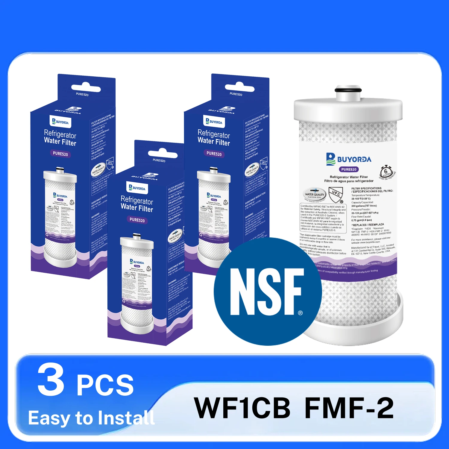Фото Сменный фильтр для воды WF1CB для холодильников, совместимый с Frigidaire PureSource WFCB RG100 NGRG2000 WF284 9910 469910, угольный №1