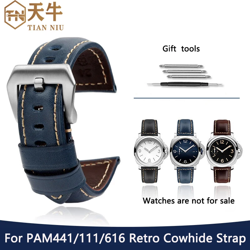 Ремешок для часов 22/24/26 мм Panerai PAM441/111/616 ремешок 42 44 47 циферблат люмино ретро