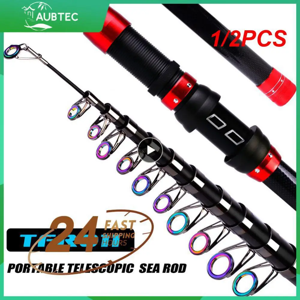 1/2PCS Hot Fishing Rod Carbon Fiber Reel Combo Pole and Telescopic Fishing For Saltwater Freshwater Travel