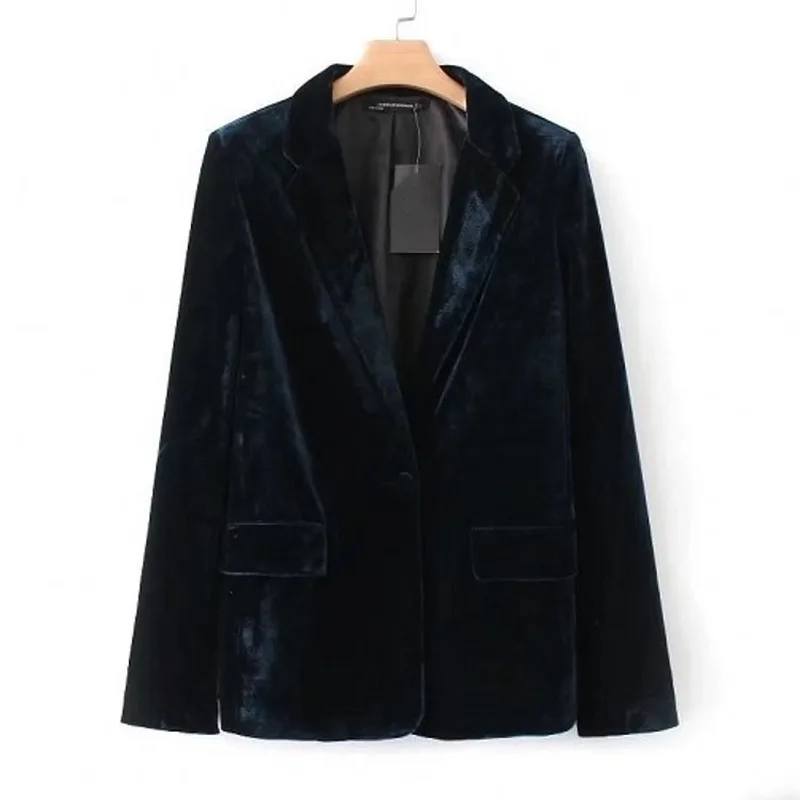 Velvet Blazer Autumn and Winter Women 2023 Solid Long-sleeved Single Button Casual OL Office Ladies Jacket Slim Jacket Women