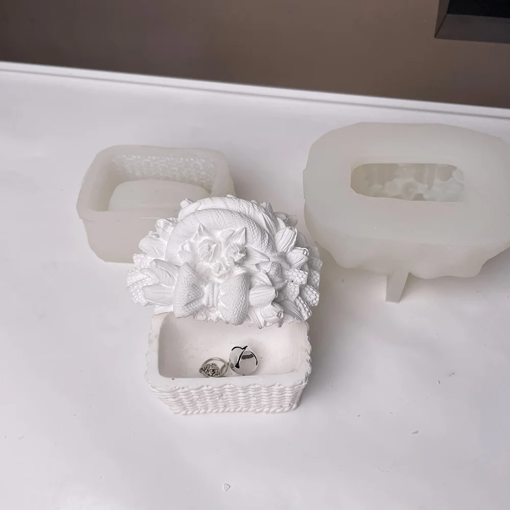 3D корзина для цветов коробка хранения гипсовая силиконовая форма с крышкой