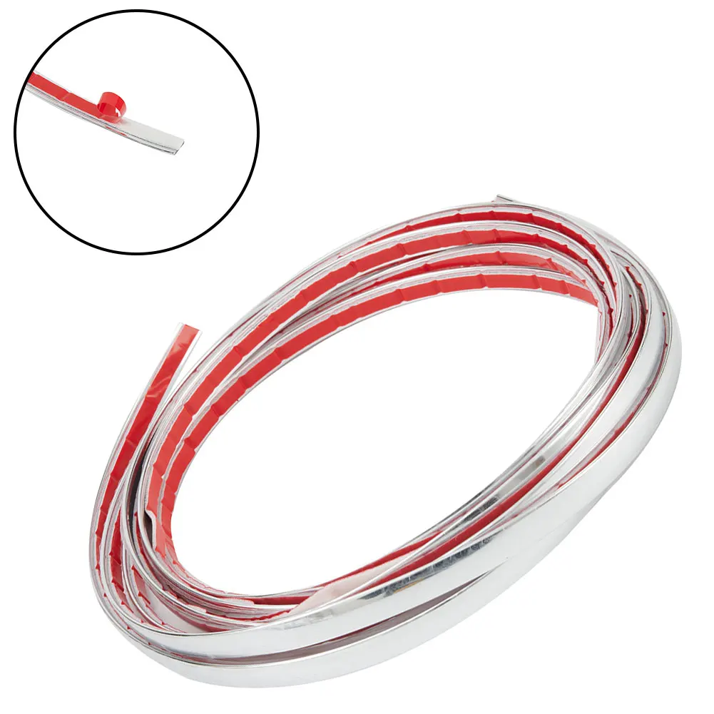 

1 Roll Of Trim Strip Auto Silver Chrome Trim Strip Car Door Edge Casement Bumper Decoration 10ft/8mm