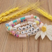 summer beach bracelets clay charm bracelet fashion imitation pearl beaded jewelry accessories for women free shipping