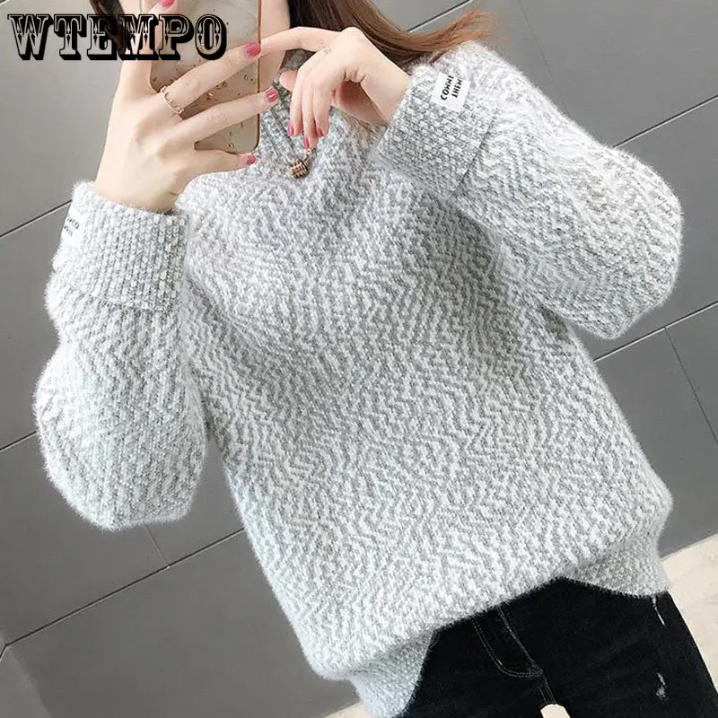 

Women's Sweater Autumn Winter Warm Pullover Female All-match Knitted Sweater Knitwear Outer Wear Loose Inner Bottoming Top