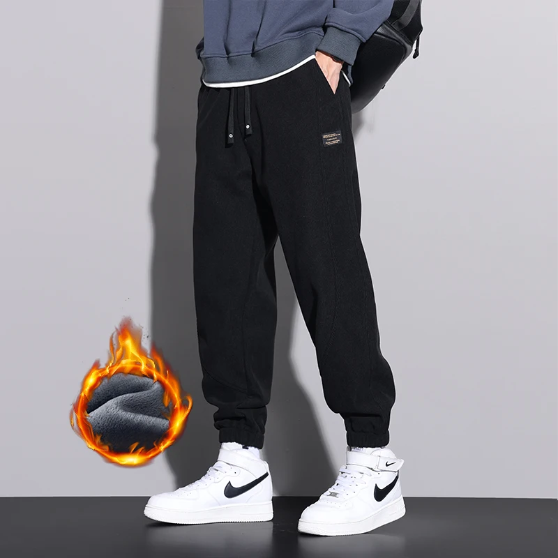 Зимние мужские флисовые спортивные штаны повседневные тонкие утепленные теплые