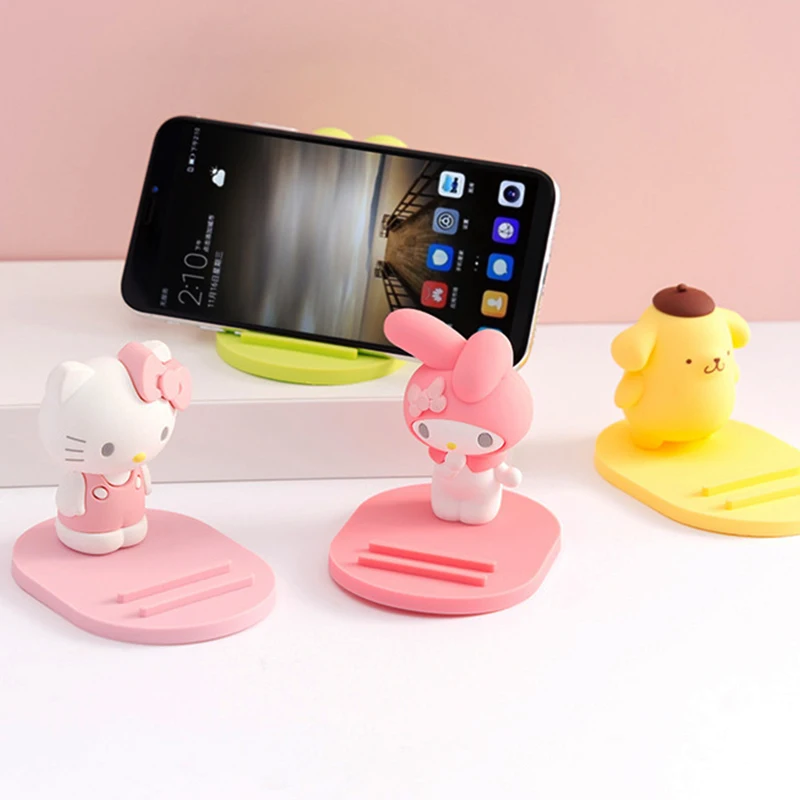 

Sanrio Kawaii Hello Kitty Stereo Phone Stand Cute Pompompurin My Melody Desktop Phone Stand Tablet Stand Anime Cartoon Ornament