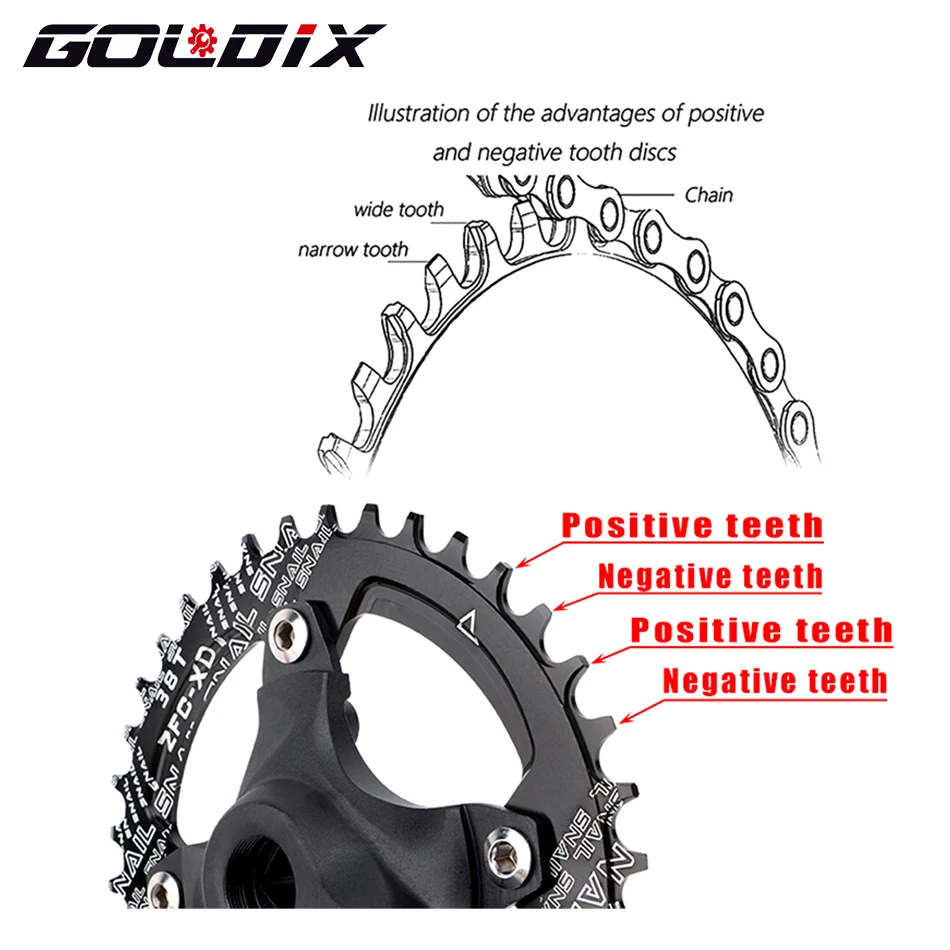 GOLDIX RIRO Bicycle Crankset 104BCD Mountain Bike Square Hole Crank Aluminum Alloy Crank 170/175mm Black 32T 34T 36T 38T 40T 42T