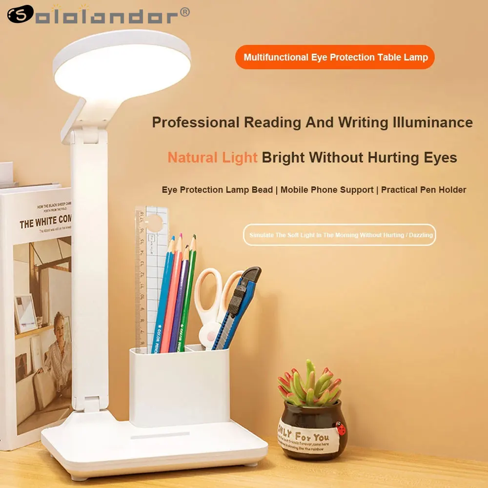

LED Folding Table Lamp Pluggable With Pen Holder Bedside Lamp For Children Writing Lamps Bright Office Desk study lamp Reading