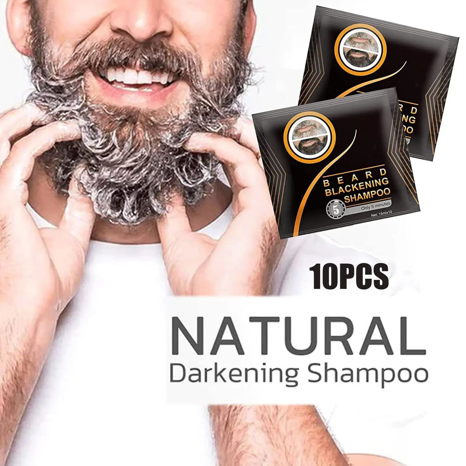 1box=10pcs Fast Black Beard Dye Wax Dark Beard Shampoo Men Dyeing Beard Beard Blackening Moderate Non-irritating Balm Cream U4D9