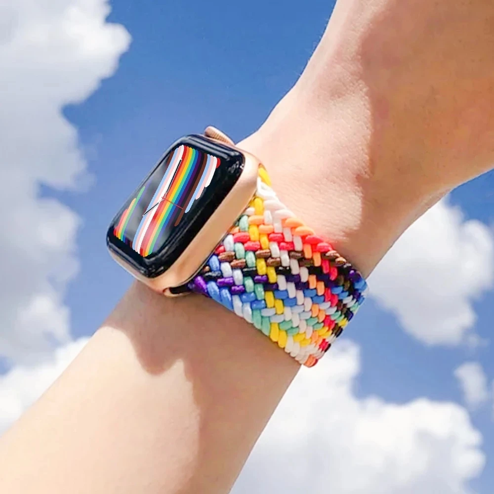 Ремешок Плетеный Соло для Apple Sport Watch Band 40 мм 44 38 42 41 45 эластичный браслет Smart Series Se 7 6