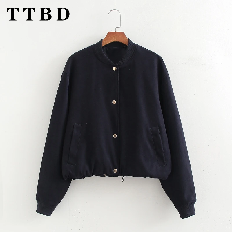 TTBD 2024 осенняя новая женская повседневная куртка-бомбер с круглым воротником