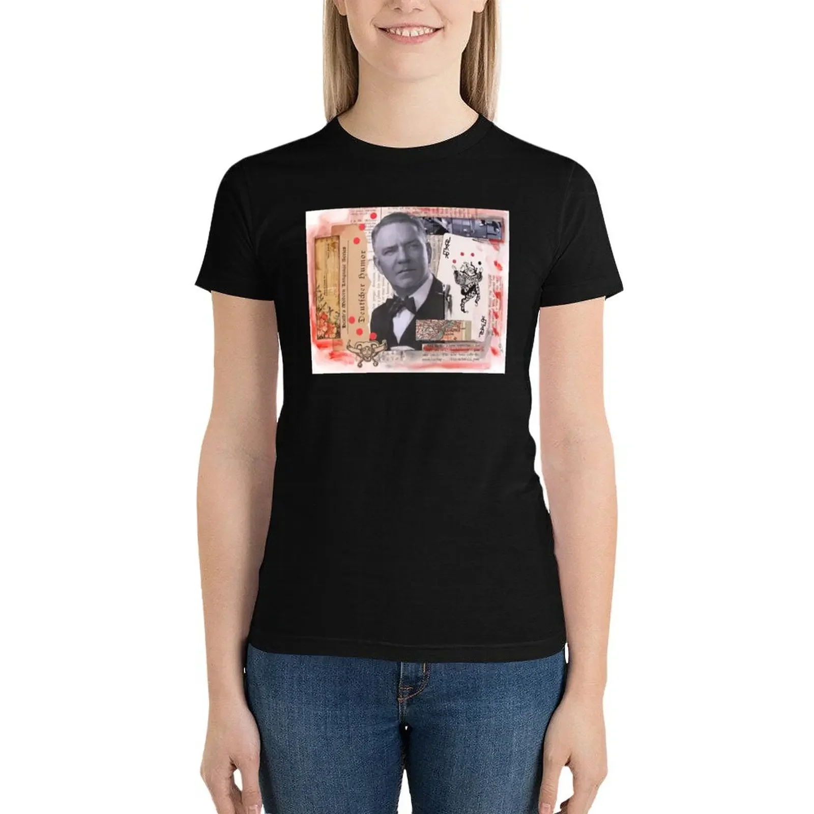 W. C. Женская летняя футболка с коллажем