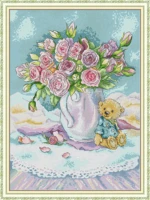 rose vase embroidery stamped cross stitch patterns kits printed canvas 11ct 14ct needlework cross stitch