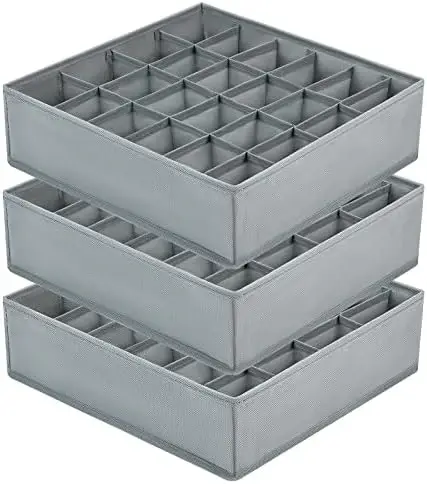 

Organizador Cajones 3 Paquetes, 24 Celdas Plegable Organizador Ropa Interior Cajones, Organizador Armario Tejidos, Separadores