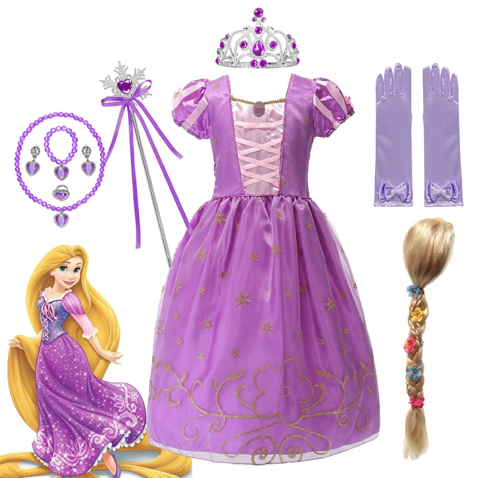

Disney Girls Rapunzel Princess Dress Children Party Tangled Fancy Costume Christmas Kids Cosplay Costume