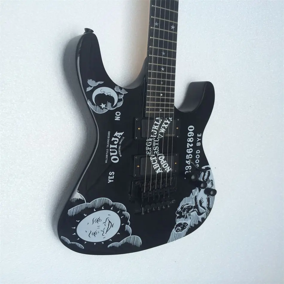 

Free shipping, high quality electric guitar, black color, black hardware, vibrato system, can be customized
