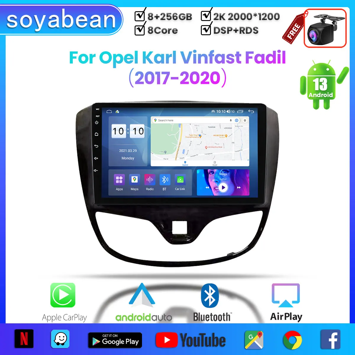 

Автомобильный радиоприемник Android 13 для Opel, Карл Vinfast Fadil 2017-2020, 2K мультимедийный плеер с 4G Carplay DSP и 2Din GPS-навигацией.