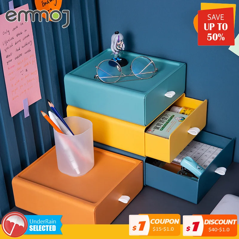 

2pcs Desktop Storage Organizer Drawer Makeup Box Stackable Jewelry Container Large Capacity Office Storage Medicine Case Box