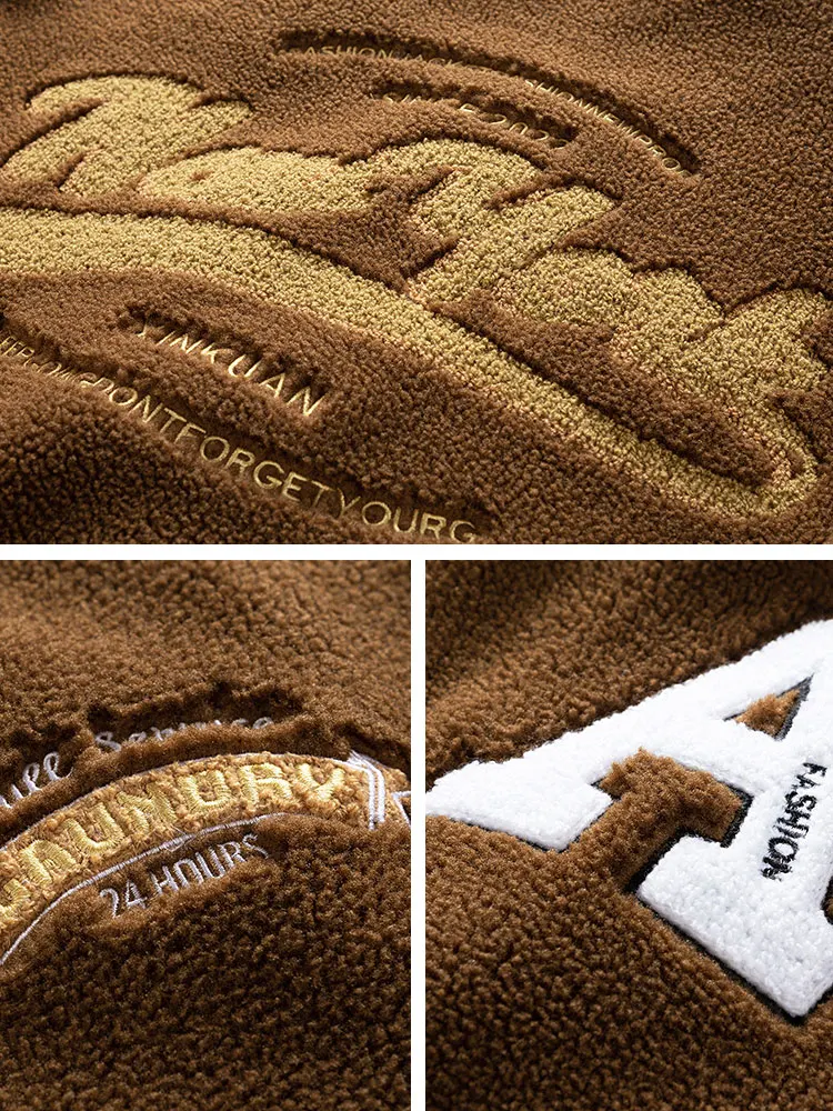 Winter Thicken Fleece Men Parkas Warm Bomber Jacket 2022 New Streetwear Fashion Letter Embroidery Thermal Baseball Coat