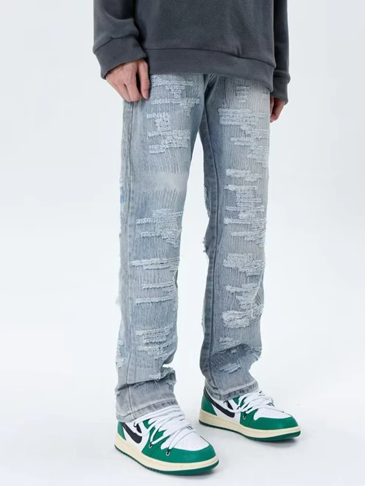 Men's Y2K Pant Baggy Jeans Fashion Denim Trousers Zipper Loose Straight Leg Spring Stretch Long Pants Men Clothing Baggy Hosen