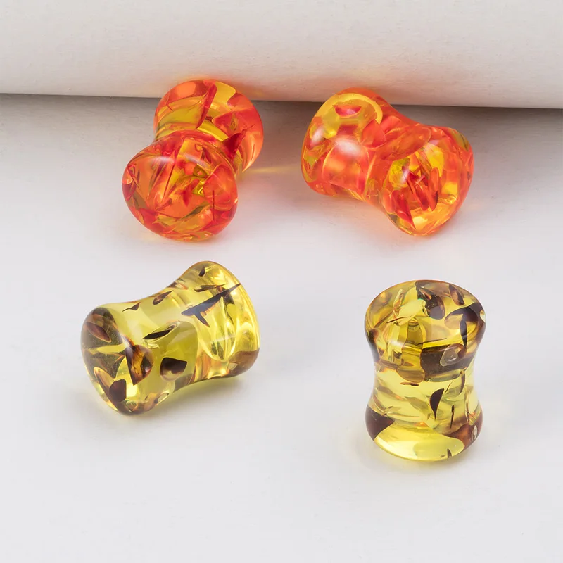 

4pcs Resin Amber Ear Plug Tunnel Set Ear Gauges Piercing Earrings Flesh Earlet Expander Ear Stretcher for Women Men Body Jewelry