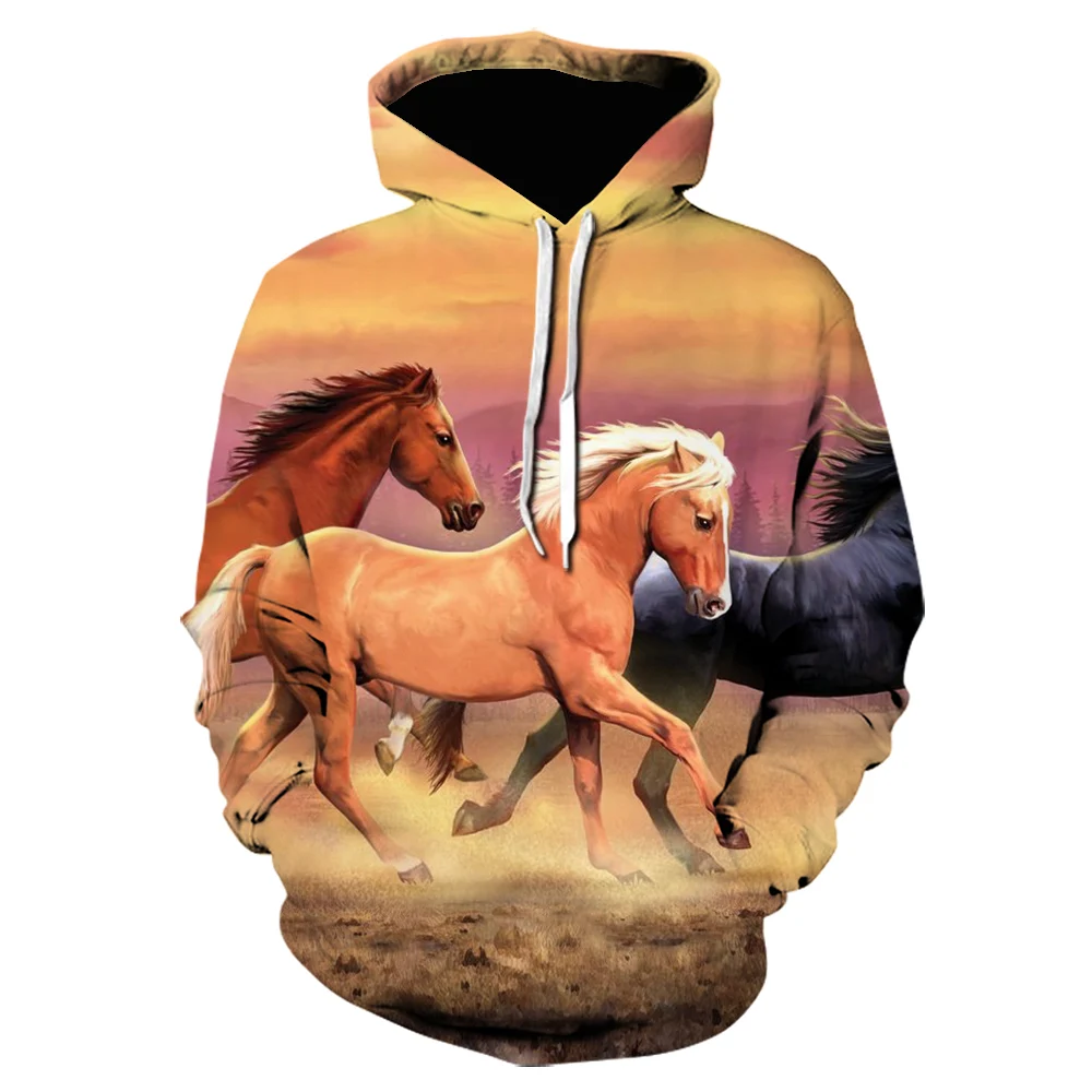 

Paard Gedrukt 3d Hoodie Sweatshirts Jongen Meisje Kwaliteit Trui Mode Trainingspakken Dier Streetwear Jas