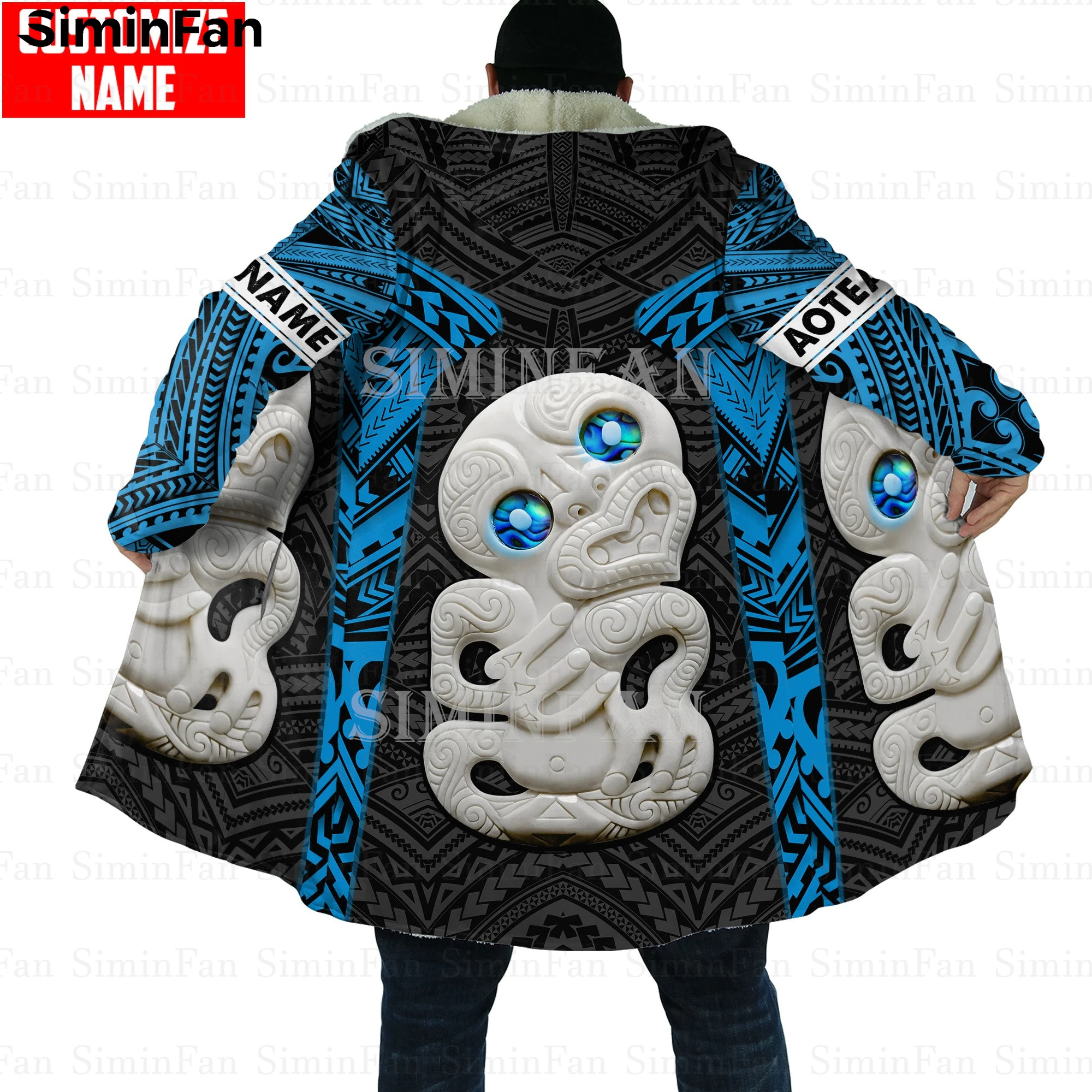 Мужская зимняя фланелевая куртка с капюшоном и 3D-принтом унисекс