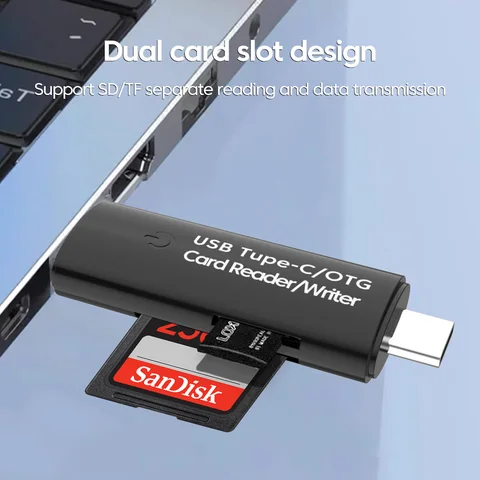 Кардридер для SD-и TF-карт, USB Type-C/Micro-USB/SD/TF
