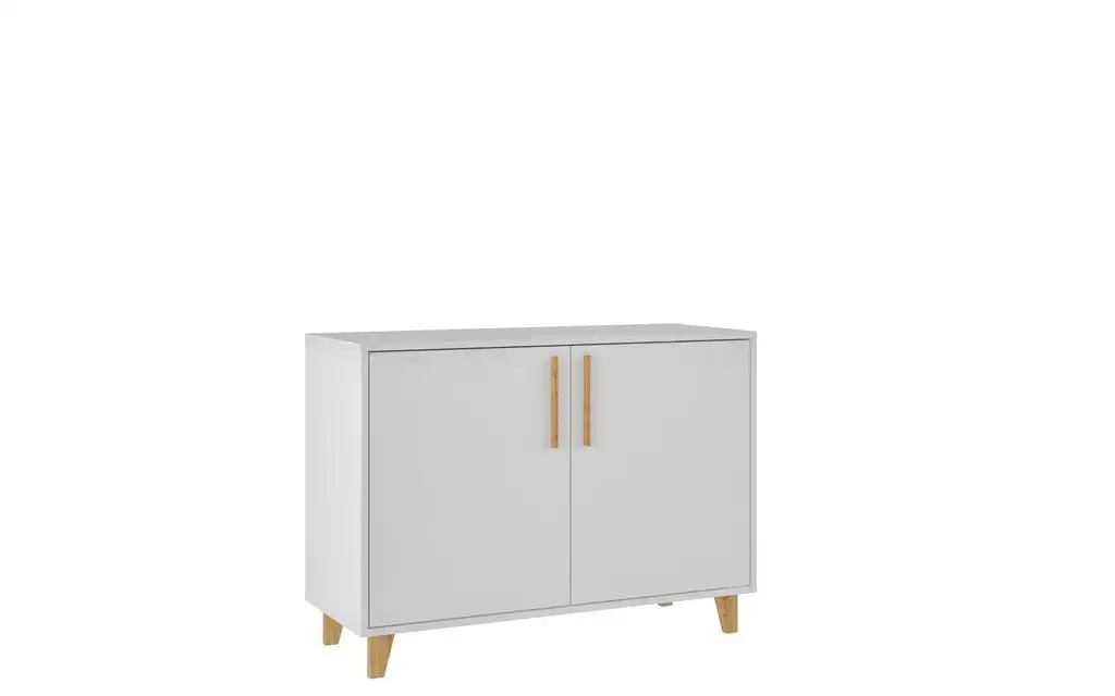 

NONE Comfort Mid-Century - Modern Herald Double Side Cabinet with 2 Shelves in White