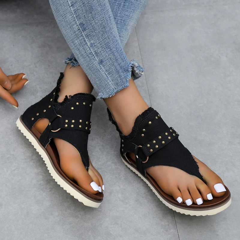 

2023 Fashion Gladiator Sandals Shoes Women Flat Sandals Outdoor Clip Toe Casual Sandal for Female Summer Non-Slip Soft Flats
