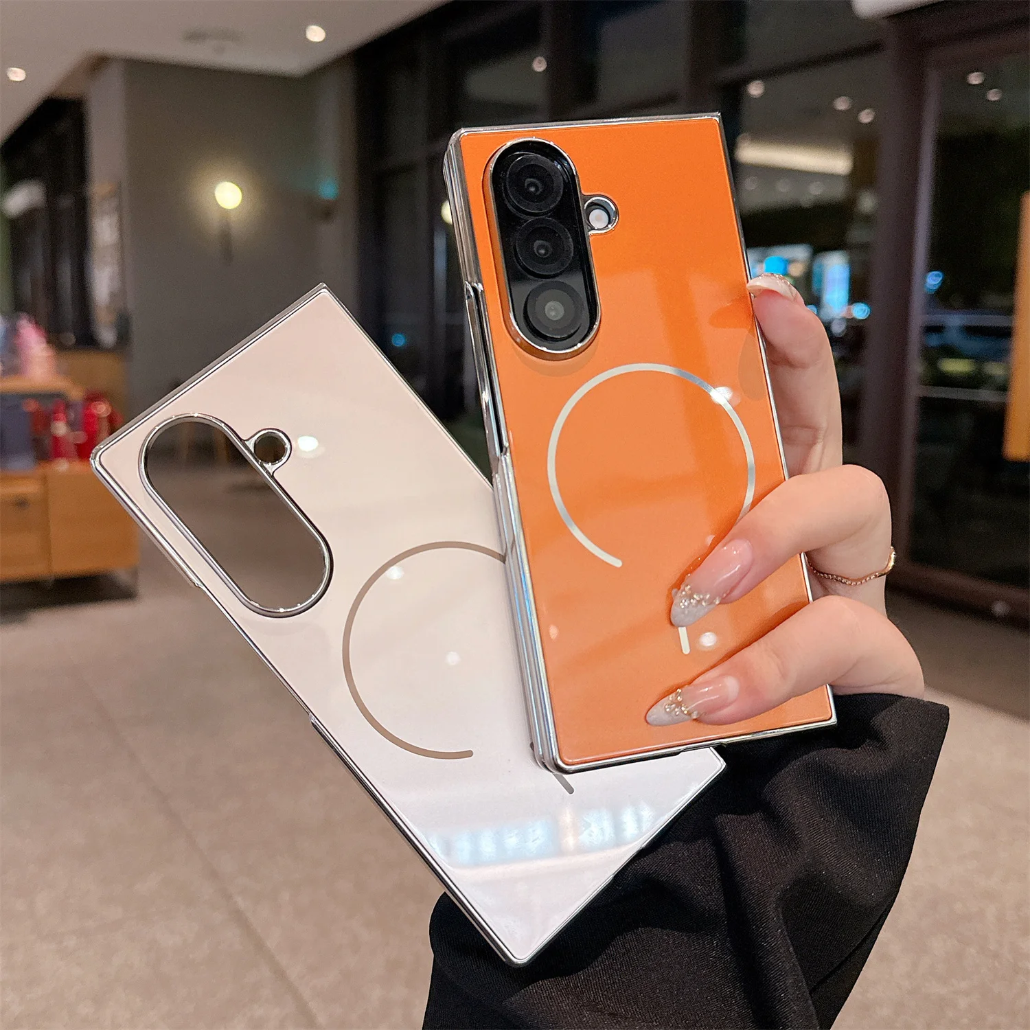 Фото Встроенный магнитный чехол из закаленного стекла для Galaxy Z Fold 8 Ultra Fold 7 Fold 6 Fold 5 с беспроводной зарядкой, складной защитный чехол №3