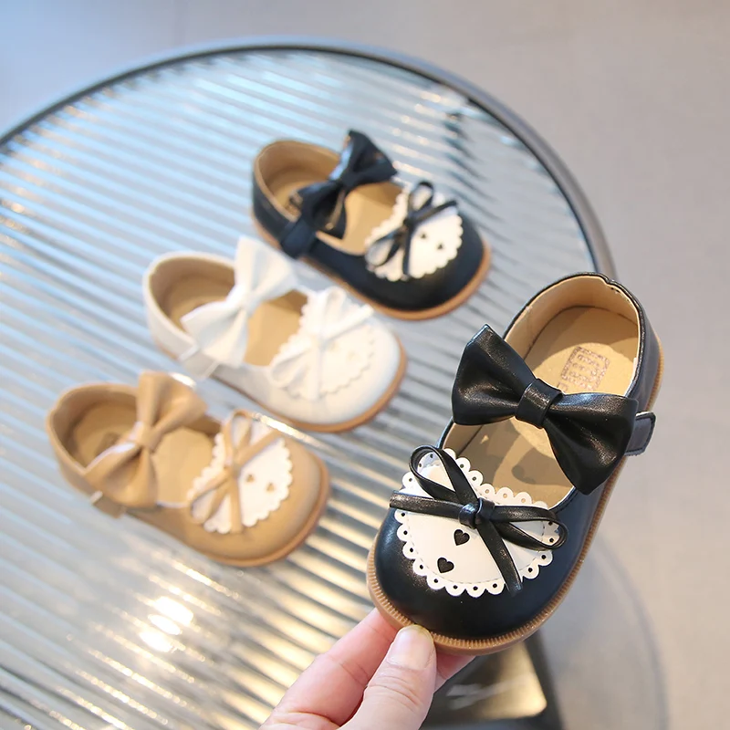 

Spring Children Princess Leather Shoes Dual Bowknot Soft Shoes Non-slip Breathable Fashion Solid Girl Shoes Kids Shoes for gilrs