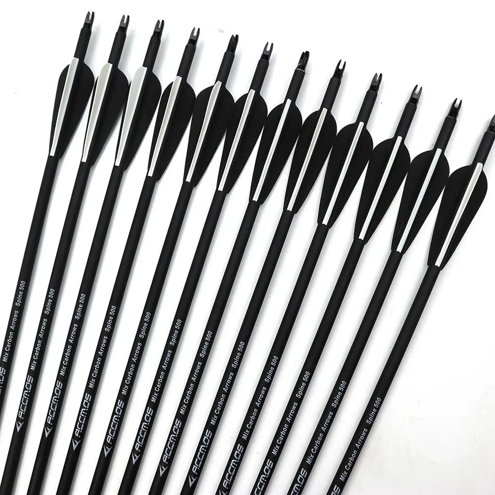 

Bow and Arrow Mixed Carbon Arrow 7.8 Black and White Feather Mixed Carbon Arrow Cool Black Mixed Carbon Archery Equipment Bows