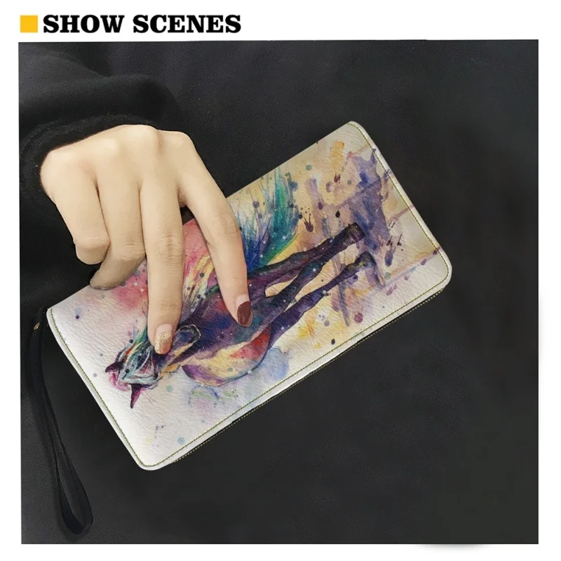 Belidome Women Clutch Zip Around Horse Wallet with Coin Pocket Credit Card Holder Purse Long Pu Leather Cash Bags with Wristlet