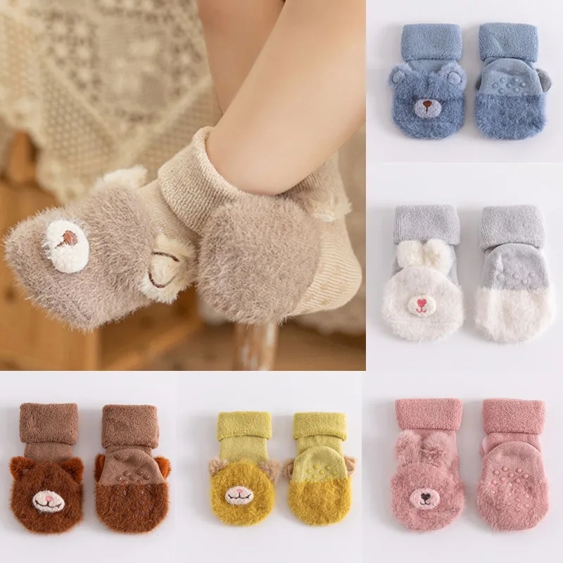 

1 Pair Autumn Winter Thick Baby Socks Warm Cotton Non-slip Toddlers Short Socks for 1-3 Years Infants Boys Girls Floor Socks
