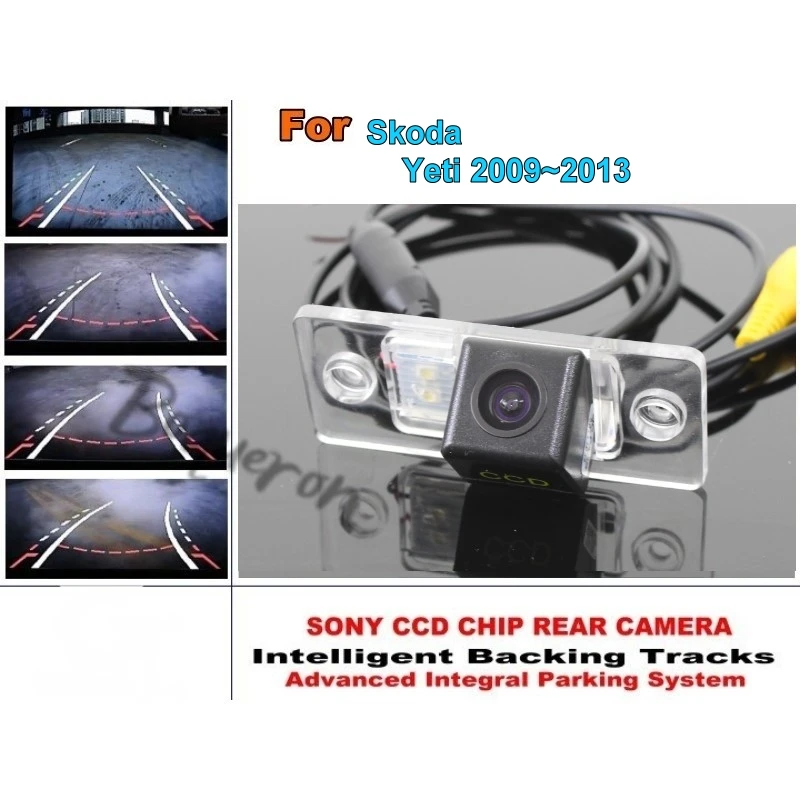 

Smart Tracks Chip Camera For Skoda Yeti 2009~2013 HD CCD Intelligent Dynamic Tragectory Parking Rear View Backup Reverse Camera