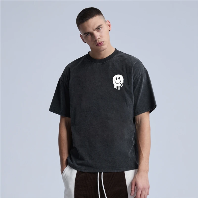 

Men Vintage T-shirt Half-Sleeve T-Shirt Unisex High Street Loose Casual Abstract Street Fashion T-shirts