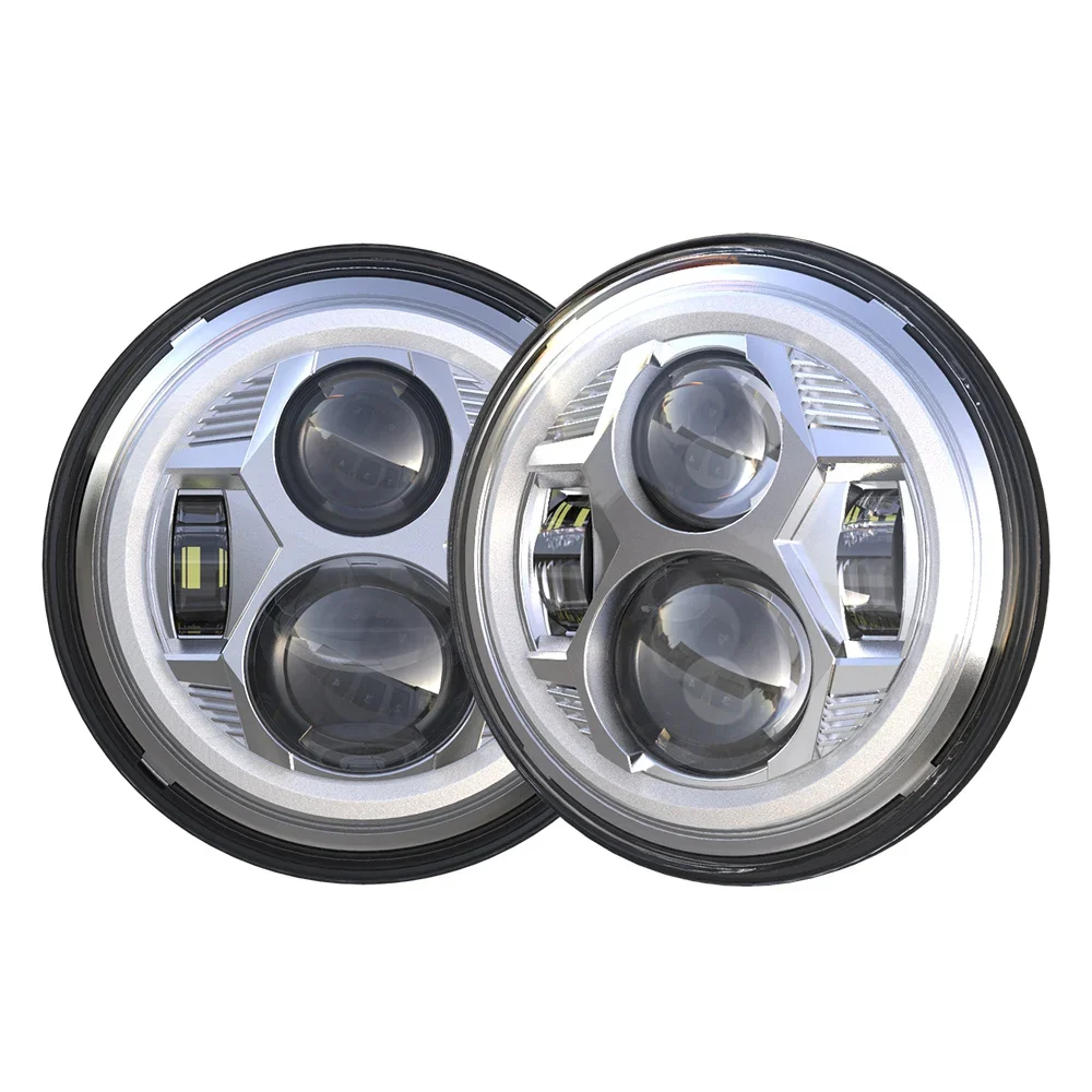 7-дюймовая светодиодная фара для Land Rover Defona H4 Hi-Lo Beam с Halo Angel Eyes 7-дюймовые фары Lada 4x4