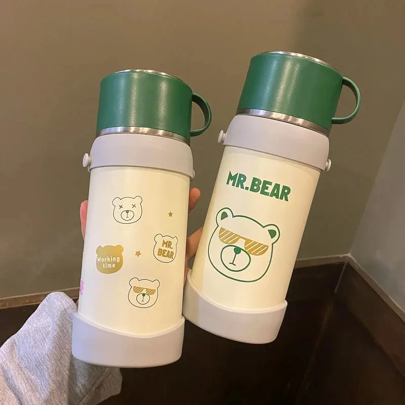 

650ml Thermos 304 Stainless Steel Vintage Thermos Flask Household Large Capacity Open Nostalgic Retro Hot Water Tea Bottle