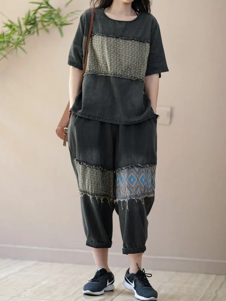 Max LuLu 2023 летние женские роскошные наряды с принтом модные джинсовые комплекты из