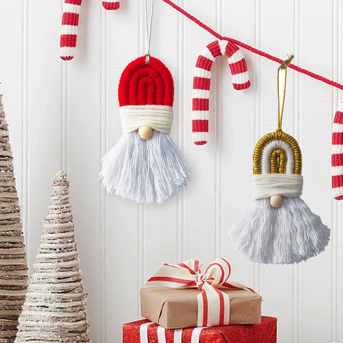 Макраме ручной работы в стиле бохо, плетеные радужные Санты, подвесные украшения для детской комнаты, спальни, рождественской елки, Декор