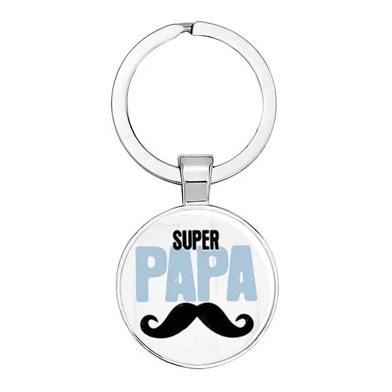 LE Super Papa Keychain Convex Glass Pendant Men'S Father'S Day Series You Are The Best Dad Gift