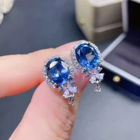 925 sterling silver origin blue sapphire stud earring for women luxury aros mujer oreja sapphire orecchini jewelry earring girls