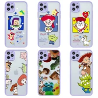 toy story buzz woody phone case for iphone 13 12 11 pro max mini xs 8 7 plus x se 2020 xr light purple matte transparent cover