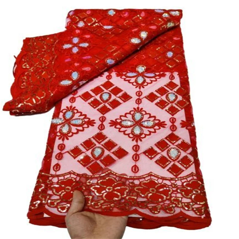 

Красные нигерийские африканские кружевные ткани, французская Тюлевая кружевная ткань, Высококачественная свадебная молочная шелковая кру...