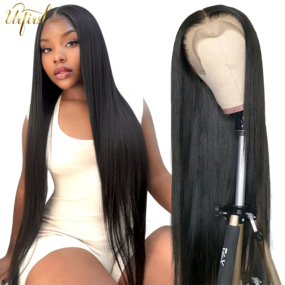 Urfirst Straight Lace Front Wig 13x1 T Part Wig Human Hair Bone Straight Human Hair Wigs for Women Remy Pre Plucked Lace Wig