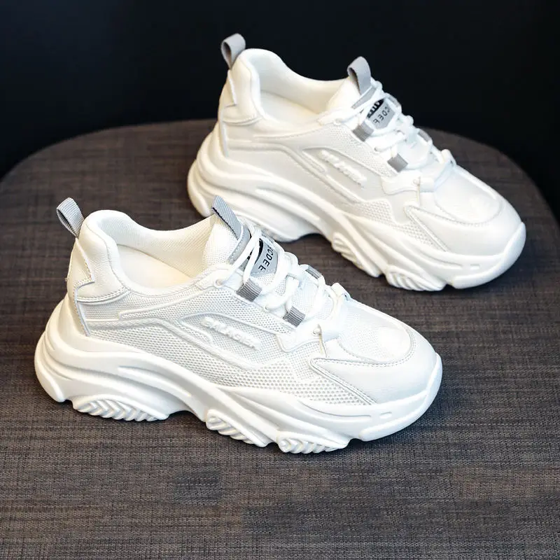 

2022 Summer New Mesh Shoes Women Breathable New Surface Thick Bottom Sport Leisure Height Shoes for Women Sneakers