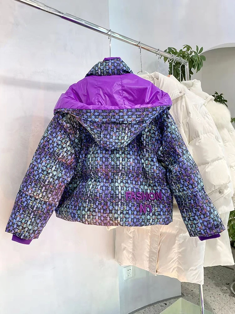 Sister Fara Fashion Short Hooded Down Jacket Women Loose Casual Warm Thicken Winter Parka 90 White Duck Down Down Coat Jacket