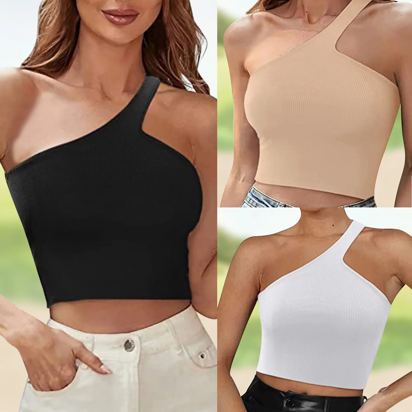 

Майка на одно плечо, модный простой дизайн, однотонный жилет с косым плечом, на бретельках, для фотографий, для ночного клуба